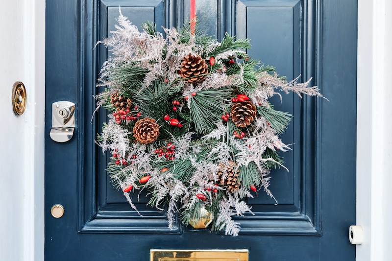 christmas wreath on door